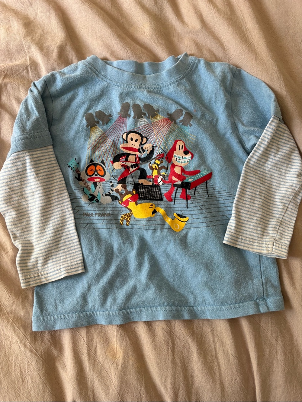 Paul Frank Light Blue Layered-Look Long Sleeve Tee with Band Graphic